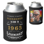 Personalised 60th Birthday Add Name Year Photo Can Cooler<br><div class="desc">Personalised birthday add any year and name can cooler. Edit the name, year and photo with the template provided. A wonderful custom black birthday idea. More gifts and party supplies available with the "Legendary" design in the store. More gifts and party supplies available with the "Legendary" design in the store....</div>