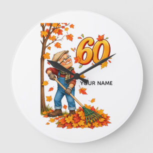 Personalised 60th Birthday Autumn Card Large Clock