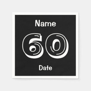 Personalised 60th Birthday Black Party Napkins