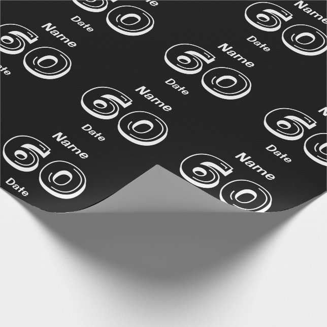 Personalised 60th Birthday Black Wrapping Paper (Corner)