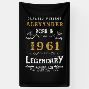 Personalised 60th Birthday Born 1961 Vintage Black Banner