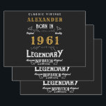 Personalised 60th Birthday Born 1961 Vintage Black Wrapping Paper Sheet<br><div class="desc">A personalised classic wrapping paper for that special birthday person born in 1961 and turning 60. Add the name to this vintage retro style black, white and gold design for a custom 60th birthday gift. Easily edit the name and year with the template provided. A wonderful custom black birthday gift....</div>