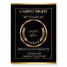 Personalised 60th Birthday Casino Welcome Sign