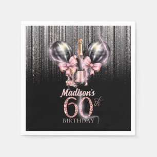 Personalised 60th Birthday Luxury champagne Napkin