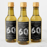 Personalised 60th Birthday Mini Wine Bottle Labels<br><div class="desc">Custom printed personalised 60th birthday mini wine bottle labels with name and date. Great idea for a special occasion favour or gift.</div>