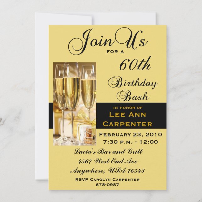 Personalised 60th Birthday Party Invitation (Front)