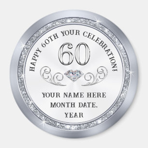 Personalised, 60th Birthday Souvenir Ideas, 60th Magnet