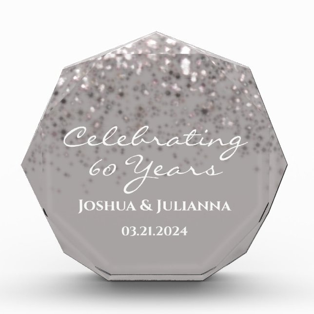 Personalised 60th Diamond Anniversary Keepsake Photo Block (Front)