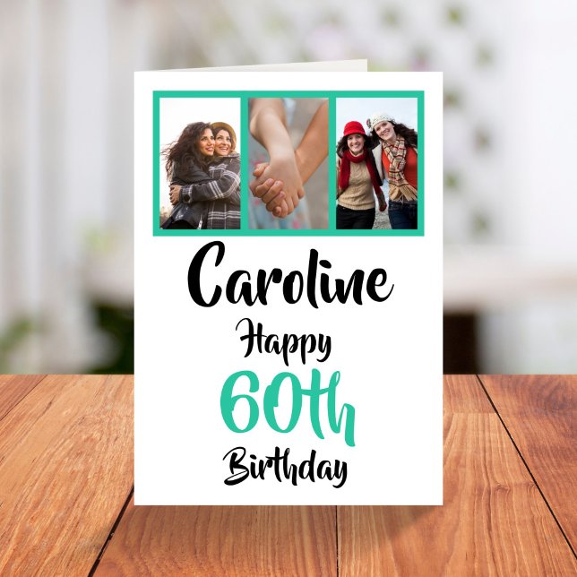 Personalised 60th happy birthday photo collage card (Creator Uploaded)
