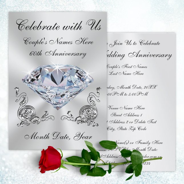 Personalised 60th Wedding Anniversary Invitations (Personalized 60th Anniversary Invitations. Diamond wedding anniversary invitations for parents or ?)