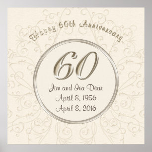 Personalised 60th Wedding Anniversary Posters
