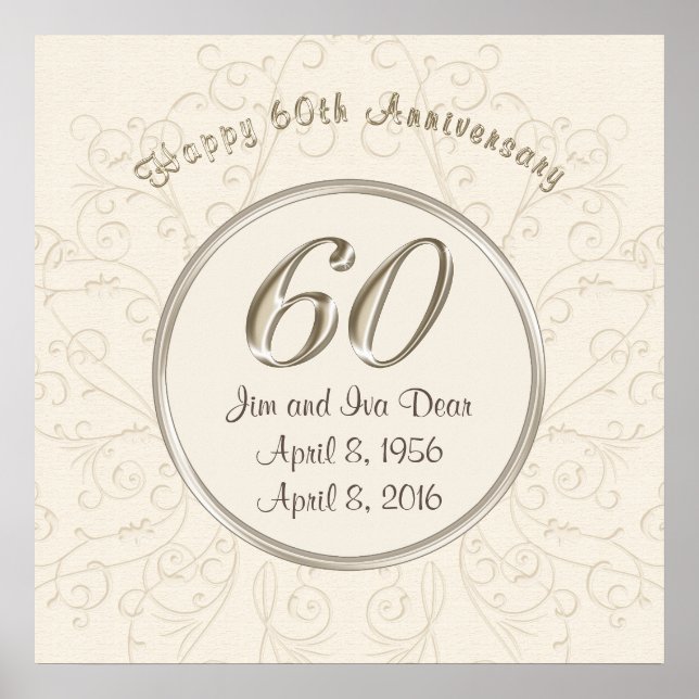 Personalised 60th Wedding Anniversary Posters (Front)