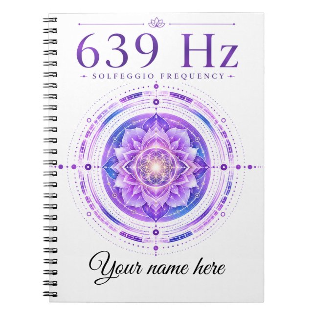 Personalised 639 Hz Solfeggio Frequency Notebook  (Front)