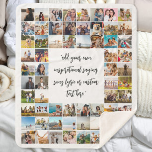 Personalised 64 Photo Collage Custom Quote Sherpa Blanket