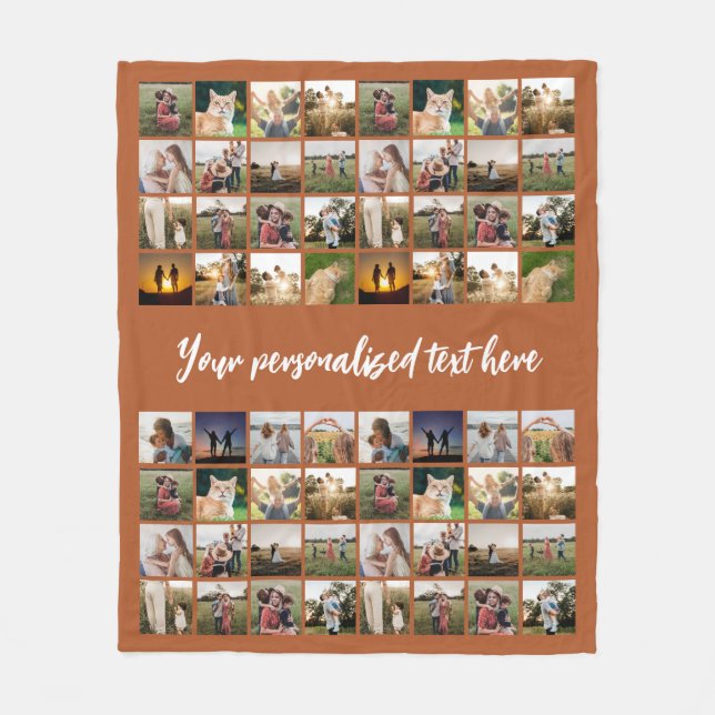 Personalised 64 Photo Collage Fleece Blanket (Front)