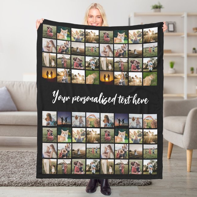 Personalised 64 Photo Collage Fleece Blanket (Creator Uploaded)