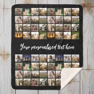 Personalised 64 Photo Collage Sherpa Blanket