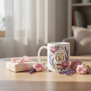 Personalised 65th Birthday Grandma Elegant Floral Coffee Mug