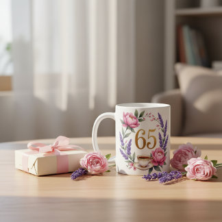 Personalised 65th Birthday Grandma Elegant Floral Coffee Mug