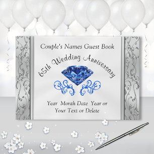 Personalised 65th Wedding Anniversary Guest Book
