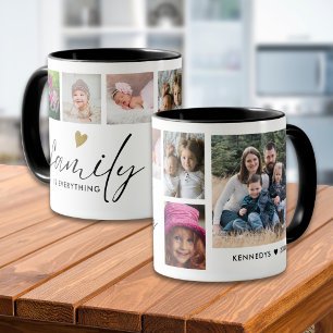 Personalised 6 Family Photo Collage Black And Gold Mug