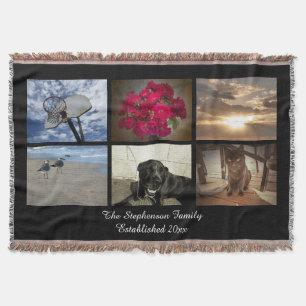 Personalised 6 Photo Afghan Mosaic Picture Collage Throw Blanket