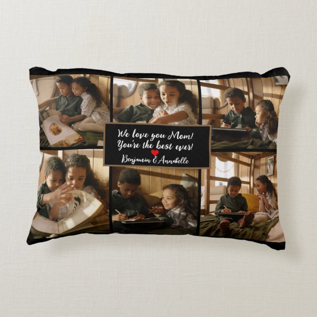 Personalised 6 Photo Collage Decorative Cushion (Back)