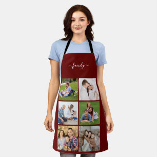 Personalised 6 Photo Collage family, Custom text Apron
