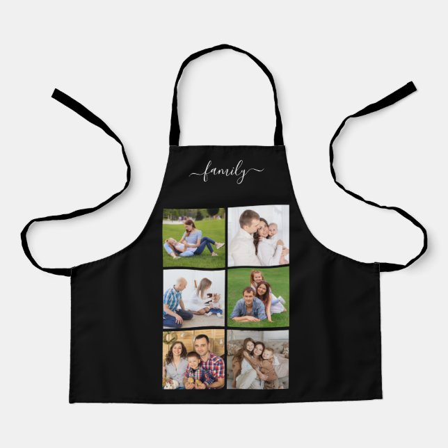 Personalised 6 Photo Collage family, Custom text Apron (Front)