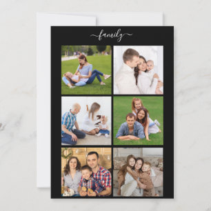 Personalised 6 Photo Collage family, Custom text Holiday Card