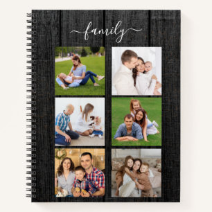 Personalised 6 Photo Collage family, Custom text Notebook