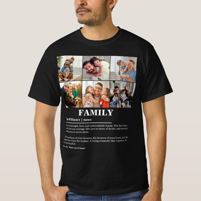Personalised 6 Photo Collage Family Definition T-Shirt (Front)