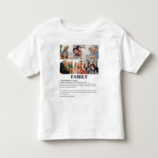 Personalised 6 Photo Collage Family Definition Toddler T-Shirt (Front)
