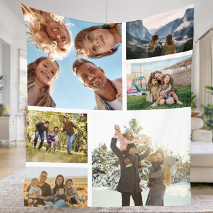 Personalised 6 Photo Collage Fleece Blanket