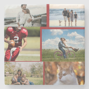 Personalised 6 Photo Collage Stone Coaster