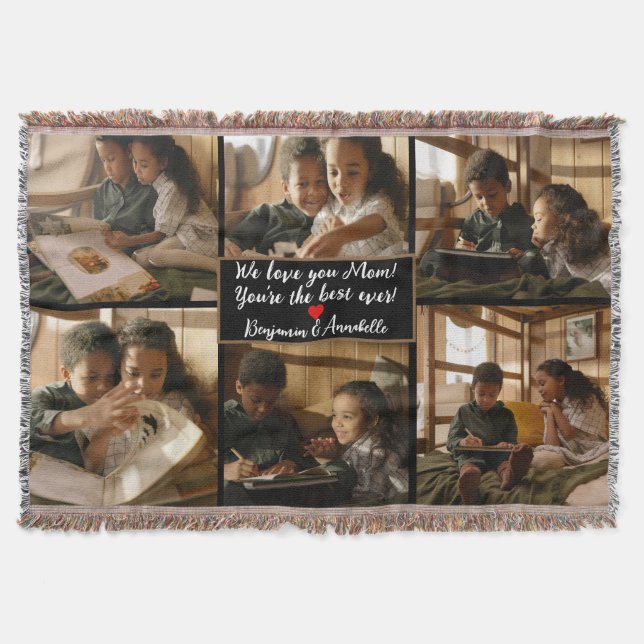 Personalised 6 Photo Collage Throw Blanket (Front)