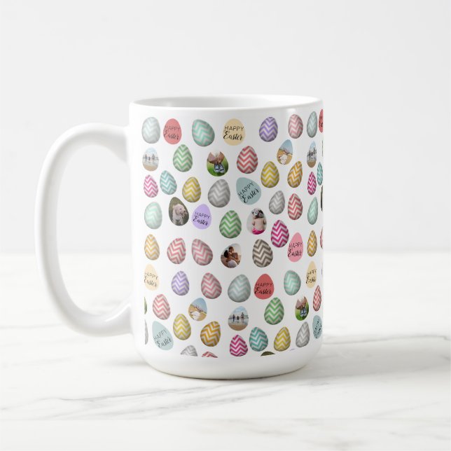 Personalised 6 Photo Easter Egg Pattern Coffee Mug (Left)