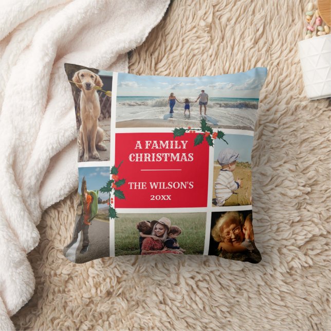 Personalised 6 Photo Family Collage Christmas Cushion (Blanket)