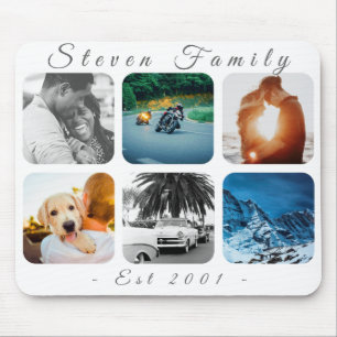 Personalised 6 Photo Name Script Template Mouse Pad