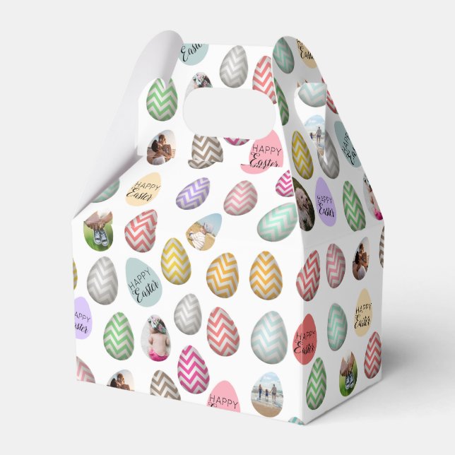Personalised 6 Photo Pastel Easter Egg Pattern  Favour Box (Front Side)