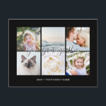 Personalised 6 photos Universal Greetings Postcard<br><div class="desc">Personalised 6 family photos professional black Universal Greetings Postcards featuring a stylish photo collage with 6 customised images,  your greetings message in elegant handwritten script font,  your name,  date,  year,  message on the back in a modern and simple sans serif font.</div>