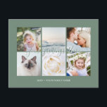 Personalised 6 photos Universal Greetings Postcard<br><div class="desc">Personalised 6 family photos professional sage green Universal Greetings Postcards featuring a stylish photo collage with 6 customised images,  your greetings message in elegant handwritten script font,  your name,  date,  year,  message on the back in a modern and simple sans serif font.</div>
