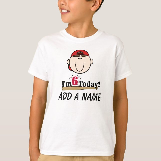 Personalised 6th Baseball Birthday Tshirt (Front)