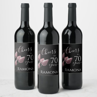 Personalised 70 Years Old Birthday Party Wine Label