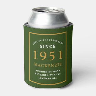Personalised 70th Birthday 1951 Elegant Green Gold Can Cooler