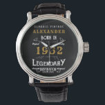 Personalised 70th Birthday 1952 Vintage Black Gold Watch<br><div class="desc">A personalised unique watch for that special birthday person. Add the name to this vintage retro style design for a custom birthday gift. Easily edit the name and year with the template provided. A wonderful custom birthday gift. More gifts and party supplies for that party celebration available with the "Legendary"...</div>