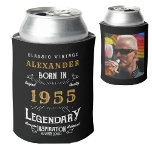 Personalised 70th Birthday Add Name Year Photo Can Cooler<br><div class="desc">Personalised birthday add any year and name can cooler. Edit the name, year and photo with the template provided. A wonderful custom black birthday idea. More gifts and party supplies available with the "Legendary" design in the store. More gifts and party supplies available with the "Legendary" design in the store....</div>