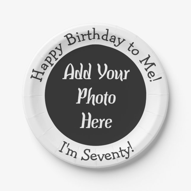 Personalised 70th Birthday Add Photo Paper Plate (Front)