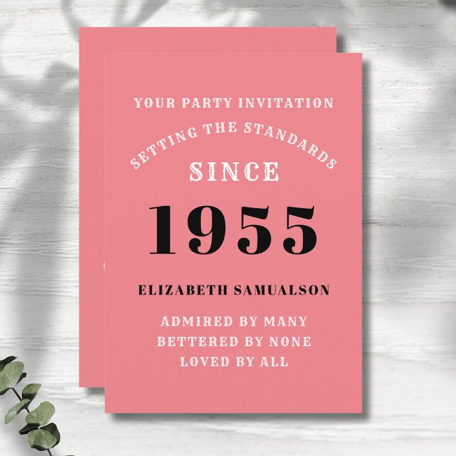 Personalised 70th Birthday Add Your Name Pink Invitation (Personalized 70th birthday pink party invitation.)