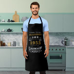 Personalised 70th Birthday Born 1955 Vintage Black Apron<br><div class="desc">A personalised classic black apron design for that birthday celebration for somebody turning 70. Add the name to this vintage retro style black, white and gold design for a custom birthday gift. Easily edit the name and year with the template provided. A wonderful custom black birthday gift. More gifts and...</div>